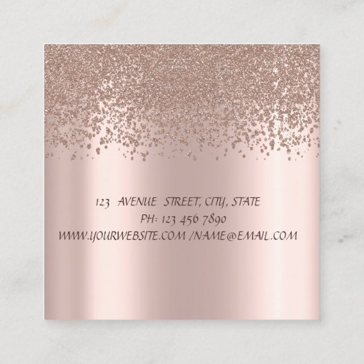 Elegant Diamonds Roos Gold Glitter Faux Lashes Vierkante Visitekaartje (Achterkant)