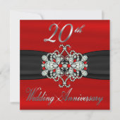 Elegant Diamonds Rubies 20th Wedding Jubileum Kaart (Voorkant)