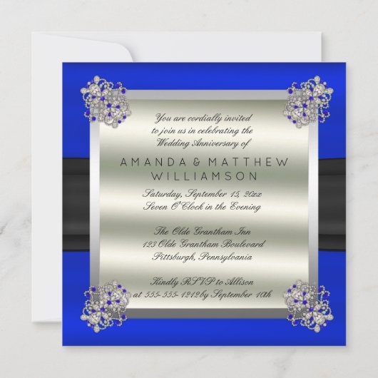 Elegant Diamonds Sapphire 5th Wedding Jubileum Kaart (Achterkant)