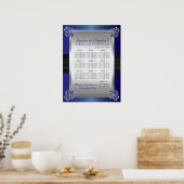 Elegant Diamonds Sapphire Wedding Seding Chart Poster (Keuken)