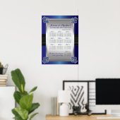 Elegant Diamonds Sapphire Wedding Seding Chart Poster (Thuiskantoor)