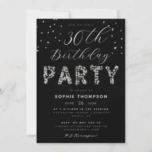 Elegant Diamonds Sparkles Glitter Birthday Party Kaart