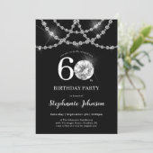 Elegant Diamonds Zwart 60ste Verjaardagsfeestje Kaart (Staand voorkant)