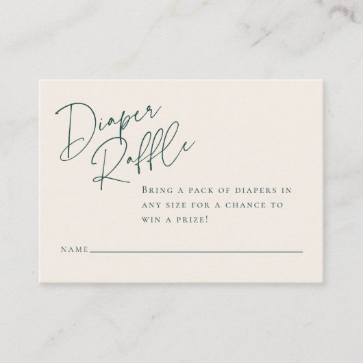 Elegant Diaper Raffle | Emerald Green Informatiekaartje (Voorkant)