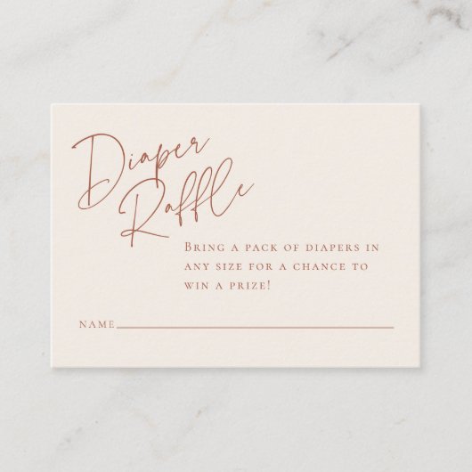 Elegant Diaper Raffle | Terra Cotta Informatiekaartje (Voorkant)