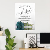 Elegant die het Blauwgroen Roos Chic Wedding Welko Poster (Thuiskantoor)