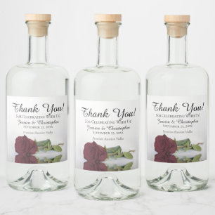 Elegant die het Bourgogne Roos huwelijk weergeeft  Likeurfles Etiket