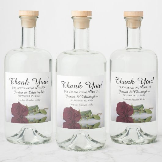 Elegant die het Bourgogne Roos huwelijk weergeeft  Likeurfles Etiket (Flessen)