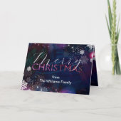 Elegant Diep Blauw Roze Winter Wonderland Kerstmis Feestdagen Kaart (Voorkant)