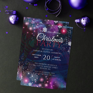 Elegant Diep Blauw Roze Winter Wonderland Kerstmis Kaart
