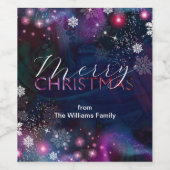 Elegant Diep Blauw Roze Winter Wonderland Kerstmis Wijn Etiket (Enkel label)