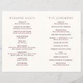 Elegant Diep Bourgondi Kleur Klassiek Trouwprogram Flyer (Achterkant)