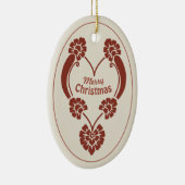 Elegant diep rood kersthart CC1069 Keramisch Ornament (Rechts)