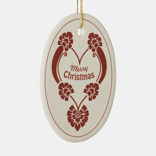 Elegant diep rood kersthart CC1069 Keramisch Ornament (Rechts)