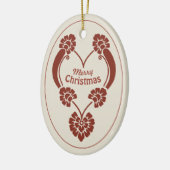 Elegant diep rood kersthart CC1069 Keramisch Ornament (Links)