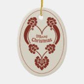 Elegant diep rood kersthart CC1069 Keramisch Ornament (Voorkant)