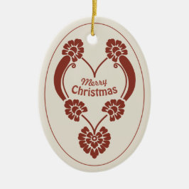 Elegant diep rood kersthart CC1069 Keramisch Ornament
