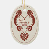 Elegant diep rood kersthart CC1069 Keramisch Ornament (Achterkant)