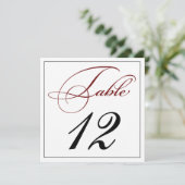 Elegant diep rood script tabel nummer Kaarten (Staand voorkant)