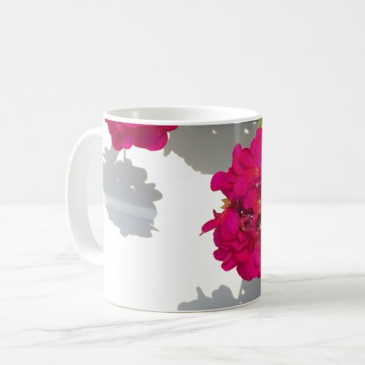 Elegant Diep roze bloemig Roze Geranium Koffiemok (Voorkant links)