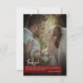 Elegant Diep Ruby Rood Foto Banner Bruiloft Bedankkaart