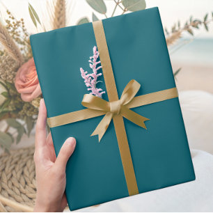 Elegant Diep Teal Minimalistisch Inpakpapier Rol