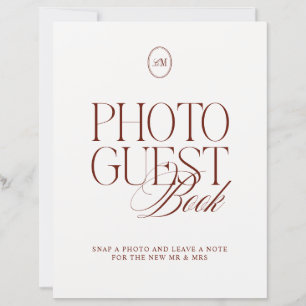 Elegant diep terracotta foto gastboek bord