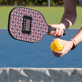 Elegant diepe pruim en rood geometrisch patroon pickleball paddle
