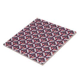 Elegant diepe pruim en rood geometrisch patroon tegeltje