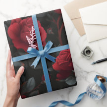 Elegant Dieprode Roos Zwarte Bloemmotief