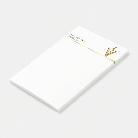 Elegant Diergeneeskunde Gold V Asclepius Vet Post-it® Notes (Schuin)
