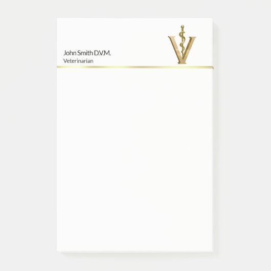 Elegant Diergeneeskunde Gold V Asclepius Vet Post-it® Notes (Voorkant)
