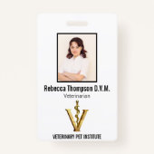 Elegant Diergeneeskunde Gold V Vet | Foto-ID Badge (Voorkant)