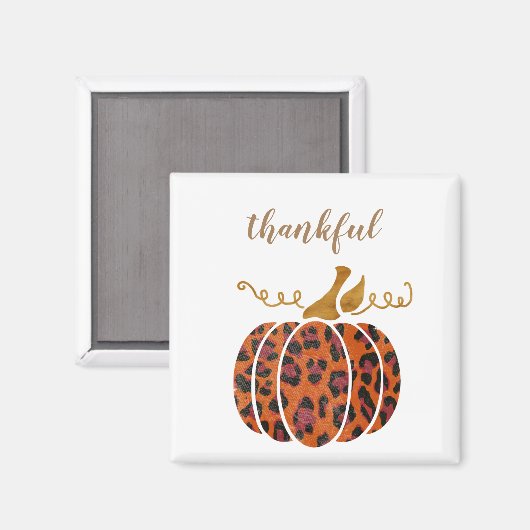 Elegant dierlijk drukpompoen goud Thankful Magnet (Voorkant / Achterkant)