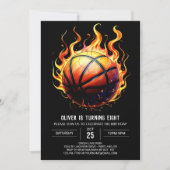 Elegant Digitaal Sinaasappel Basketbal Verjaardag Kaart (Voorkant)