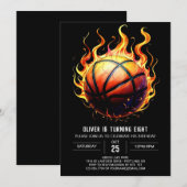 Elegant Digitaal Sinaasappel Basketbal Verjaardag Kaart (Voorkant / Achterkant)