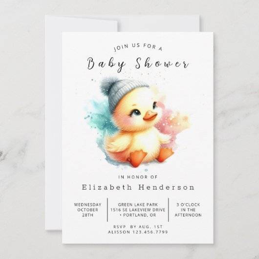 Elegant Digital Duck Baby shower Kaart (Voorkant)