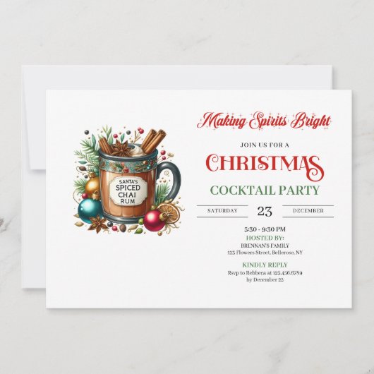 Elegant digital holiday cocktails party invitation kaart (Voorkant)