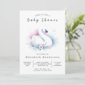 Elegant Digital Swan Baby shower Kaart (Staand voorkant)