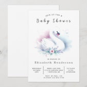 Elegant Digital Swan Baby shower Kaart (Voorkant / Achterkant)