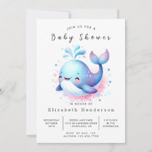 Elegant Digital Whale Baby shower Kaart