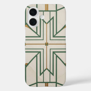 Elegant Dill Green Geometrische iPhone 16 Hoesje