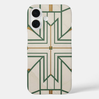 Elegant Dill Green Geometrische iPhone 16 Hoesje |