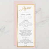 ELEGANT DINER MENU modern bruiloft goud bord roze (Voorkant / Achterkant)