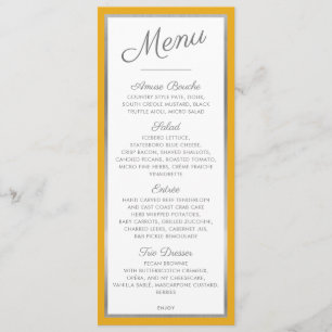 ELEGANT DINER MENU moderne receptie mosterd grijs