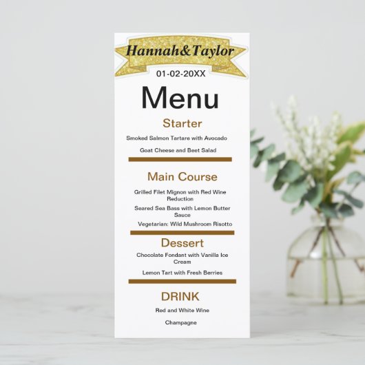 Elegant diner party menu sjabloon (Staand voorkant)