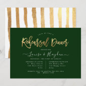 Elegant diner voor de bruiloft, goud moderne scrip aankondiging (Voorkant / Achterkant)