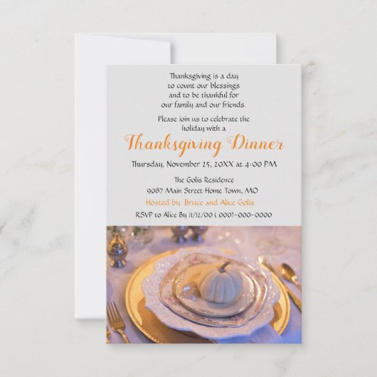 Elegant diner voor Thanksgiving Kaart (Voorkant)