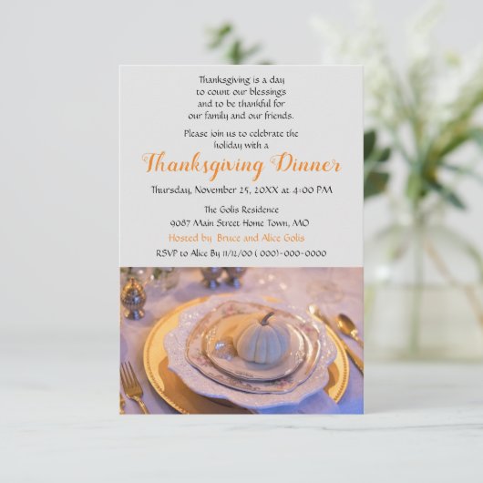 Elegant diner voor Thanksgiving Kaart (Staand voorkant)