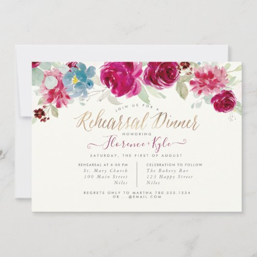 Elegant Dinner Oefening Mint Bessen Kaart (Voorkant)